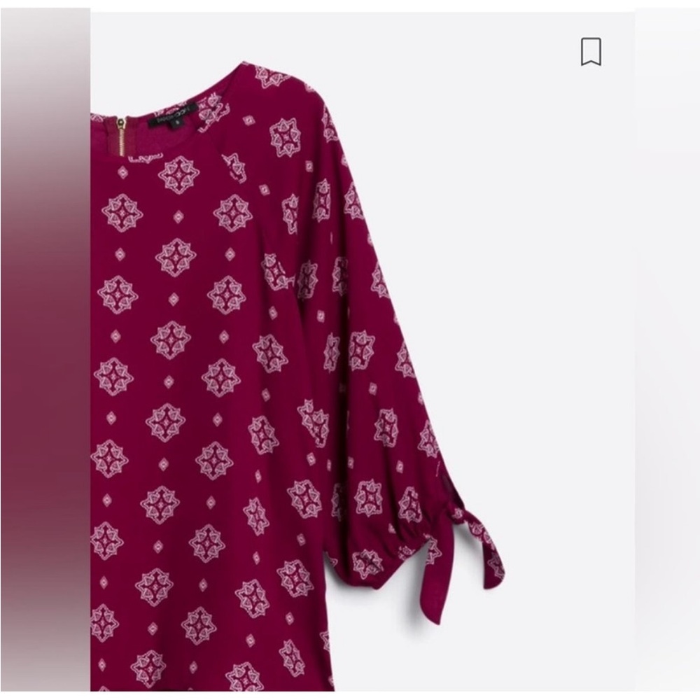 Papermoon Larie Blouse, Maroon Wine Berry Burgundy 3/4 Tie-Sleeve Top, Large - Picture 8 of 8